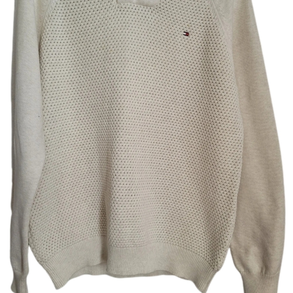 Tommy Hilfiger Sweater Mens XL Beige Long Sleeve Pullover - Picture 3 of 8